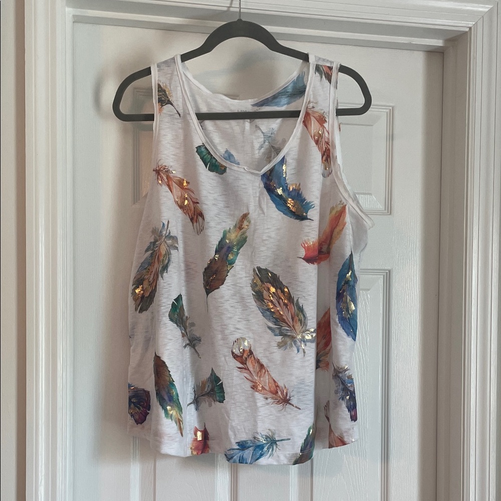 Lane Bryant Multicolor Feather Print Tank Top